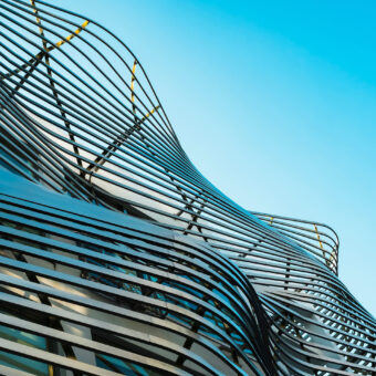Modern building Steel curve facade panel Architecture details Futuristic